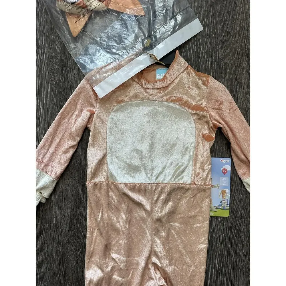 Disguise Bluey Bingo Costume Girls 2T Orange Hooded Jumpsuit Toddler Coverall